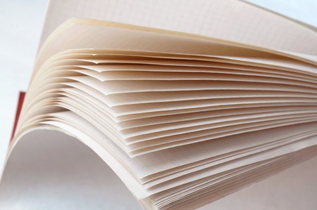 old thick notebook, clean copybook sheets