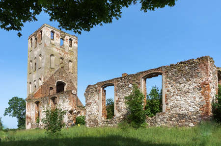 Stone Church in Yoneykishken, ruins of the Prussian Church, Russia, Kaliningrad region, Slavsky district, village of Timiryazevo, June 12, 2020のeditorial素材