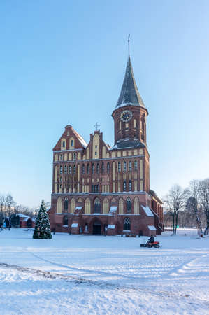 Kaliningrad, Russia, January 17, 2021, Cathedral on Kant island in Kaliningrad, tourist trade and craft center, Old townのeditorial素材
