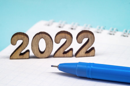 Notebook for 2022. Planning life for the new year. Writing plans for the coming year.の写真素材