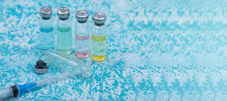 Prevention of seasonal diseases. Medical ampoules and syringes.の写真素材
