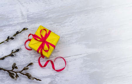 A handmade gift. Holiday package with a heart. Gift wrapping.