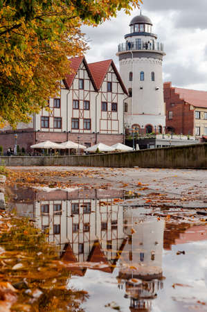 Kaliningrad, Russia, October 18, 2021. Old Town. Fish Village - ethnographic and trade and crafts complex.のeditorial素材
