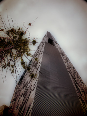 Worms eye view of the Titanic museum, Belfast.のeditorial素材