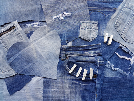A full frame denim texture or backgroundの写真素材