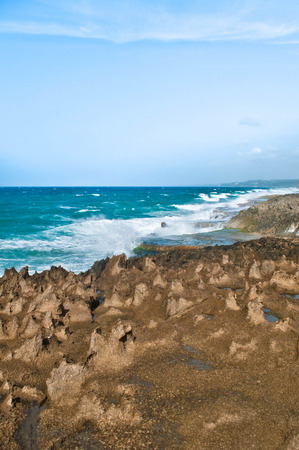 Rocky shore and horizon sceneryの写真素材