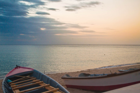 Two fishing boats on the shore, Aguadilla, PRの写真素材