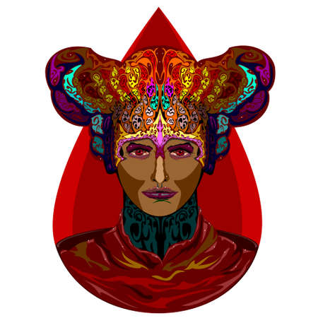 Red queen of blood. Vector portrait illustration isolated on white background.のイラスト素材
