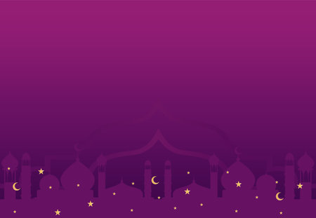 Ramadan Kareem background with mosque and crescent moon. Vector illustrationのイラスト素材