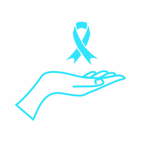 Breast Cancer Awareness Ribbon in hand. Vector Illustrationのイラスト素材