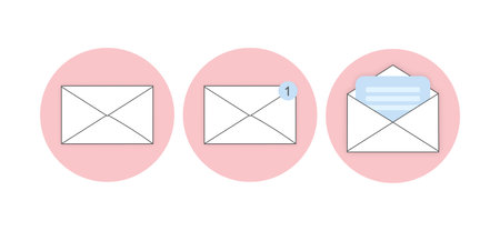 Envelope and letter icons set. Vector illustration in flat style