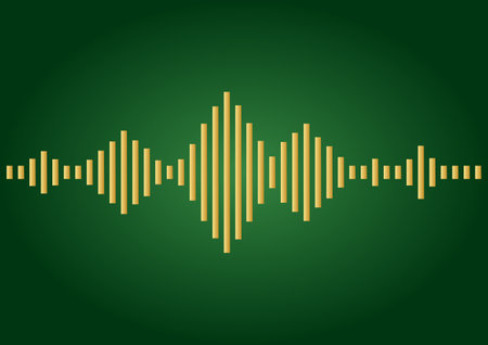 Sound wave vector illustration on dark green background. Audio equalizer.のイラスト素材