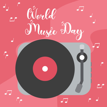 Music day design over pink background, vector illustration. Flat design.のイラスト素材