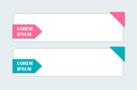 Set of white banners with pink and blue arrows. Vector illustration.のイラスト素材