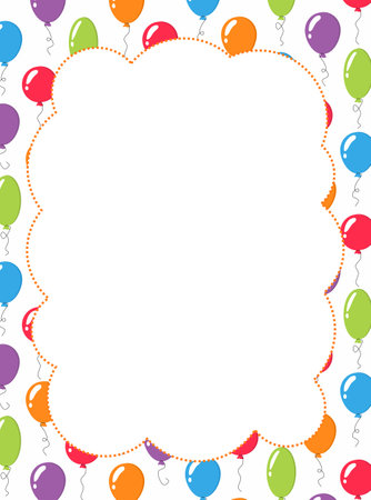 Frame with colorful balloons over white background. Vector illustration. Eps 10.のイラスト素材