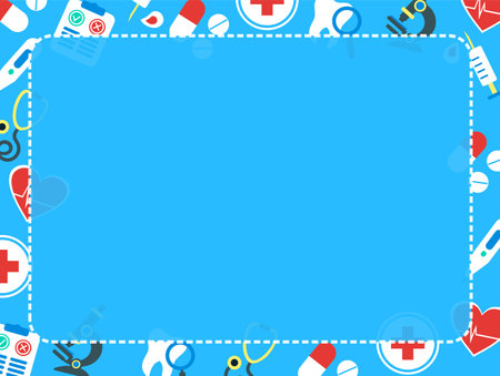 Background with medical icons and place for your text. Vector illustration.のイラスト素材