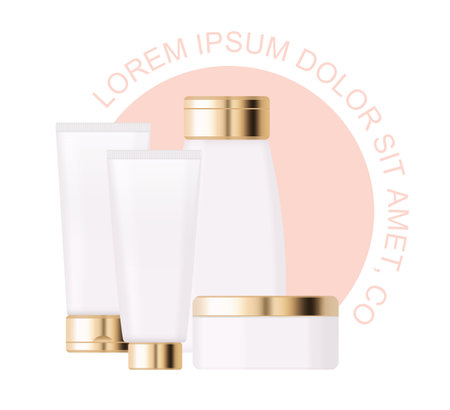 Vector set of cosmetic products. Cream, lotion, serum, gel, lotion, cream.のイラスト素材