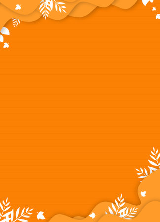 Orange background with leaves and space for your text. Vector illustration.のイラスト素材