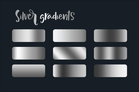 Set of silver gradients. Silver gradients for web design. Vector illustration.のイラスト素材