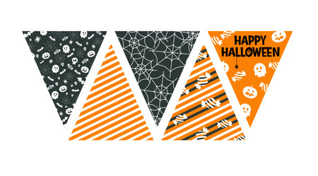 Halloween party invitation card design with geometric shapes. Vector illustration.のイラスト素材