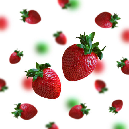 Strawberry background. Seamless pattern with fresh berries.の写真素材