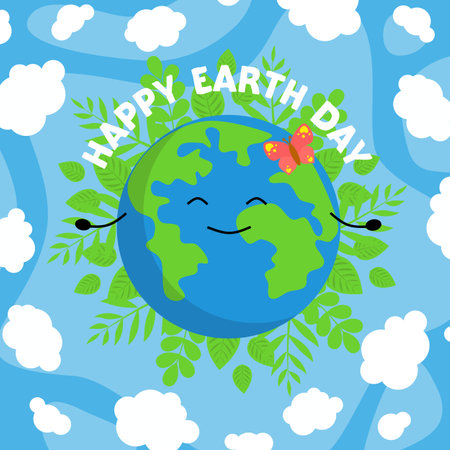 Happy Earth Day Greeting Card. Happy Earth Day Vector Illustrationのイラスト素材
