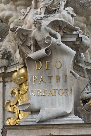 the famous pest column located in the first district of vienna am graben near the st stephens cathedralの写真素材