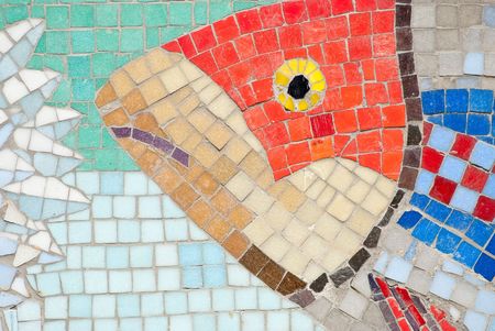 a image of a mosaic showing a underwater world with a fishの写真素材