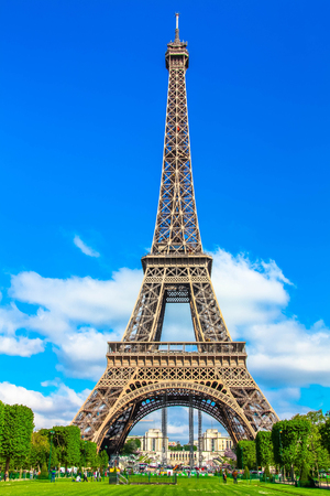 Eiffel Tower in a sunny day in Parisの写真素材