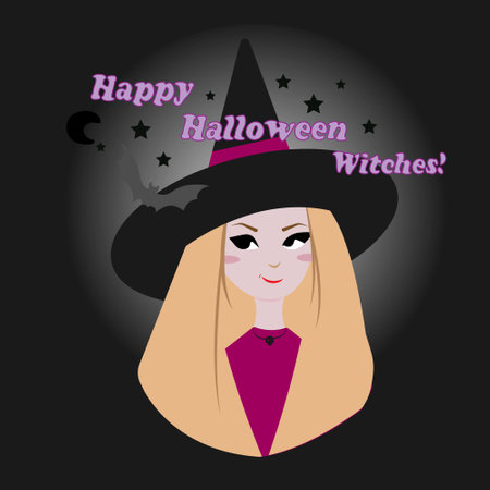 Halloween card with witchのイラスト素材