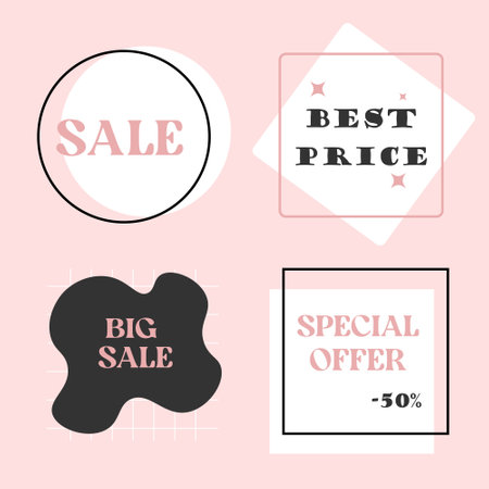 Sales set of icons and stickersのイラスト素材