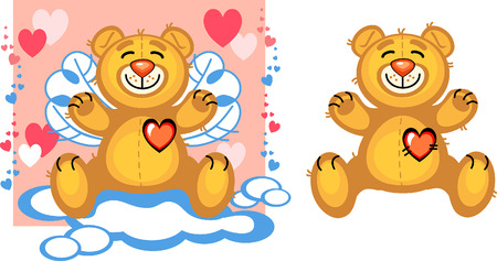 Bear sitting on the cloudのイラスト素材