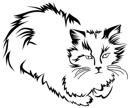 Outline image of sitting cat  のイラスト素材