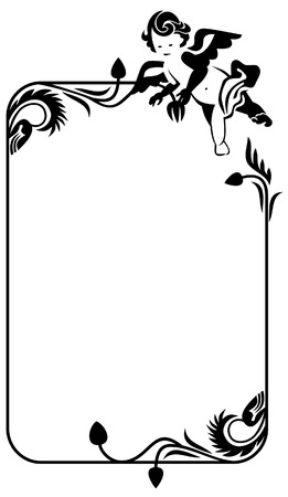 silhouette frame with cherubのイラスト素材