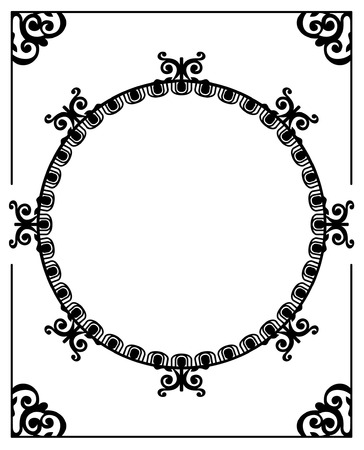 Round elegant silhouette frameのイラスト素材