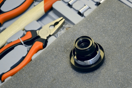 Old lens and toolsの写真素材