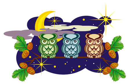 cute owlsのイラスト素材