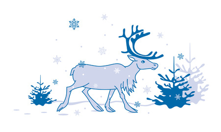 reindeer is walkingのイラスト素材