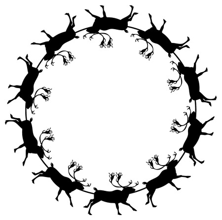 Round frame with deersのイラスト素材