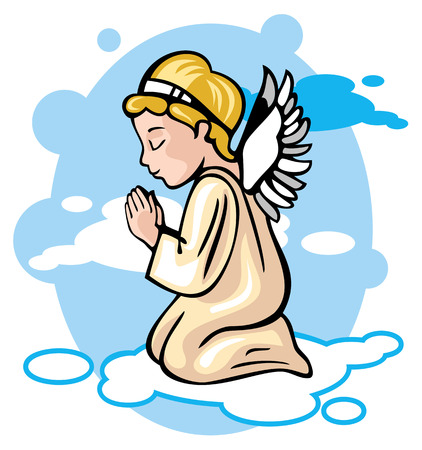 Angel is praying in the skyのイラスト素材