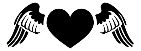 silhouette heart with wingsのイラスト素材