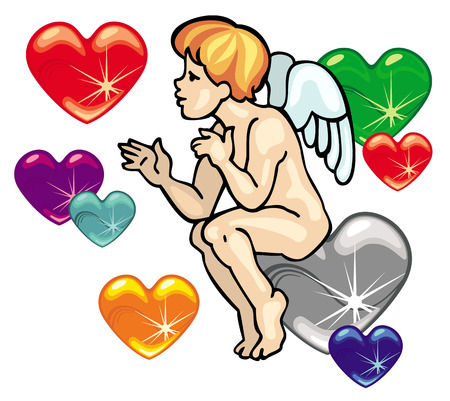 Angel and heartsのイラスト素材