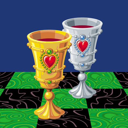 Golden and silver gobletsのイラスト素材