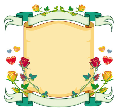 Holiday background with hearts and rosesのイラスト素材