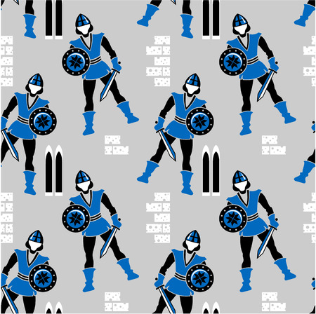 Seamless pattern with figures of medieval guardsのイラスト素材