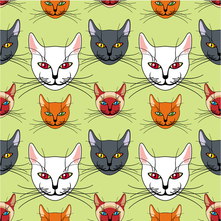 Seamless pattern with various colored catsのイラスト素材