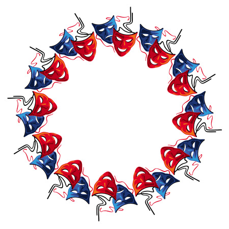 Round frame with theatre masksのイラスト素材