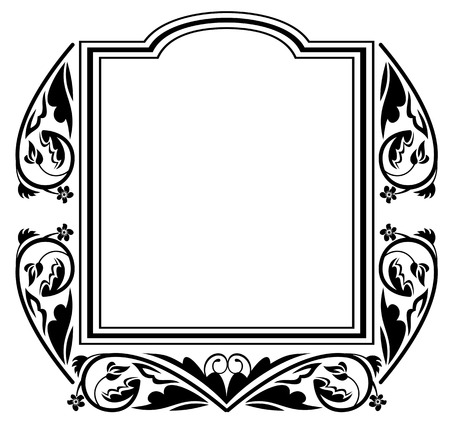 Frame with floral ornament silhouetteのイラスト素材