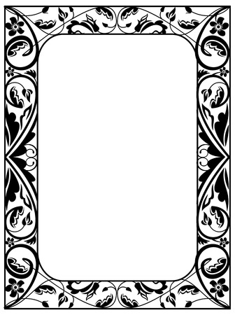 frame with floral ornament silhouetteのイラスト素材