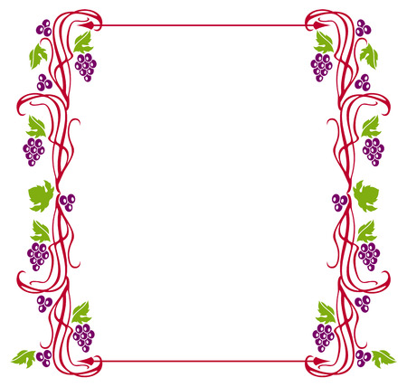 Vector frame with grapes isolated on a white backgroundのイラスト素材